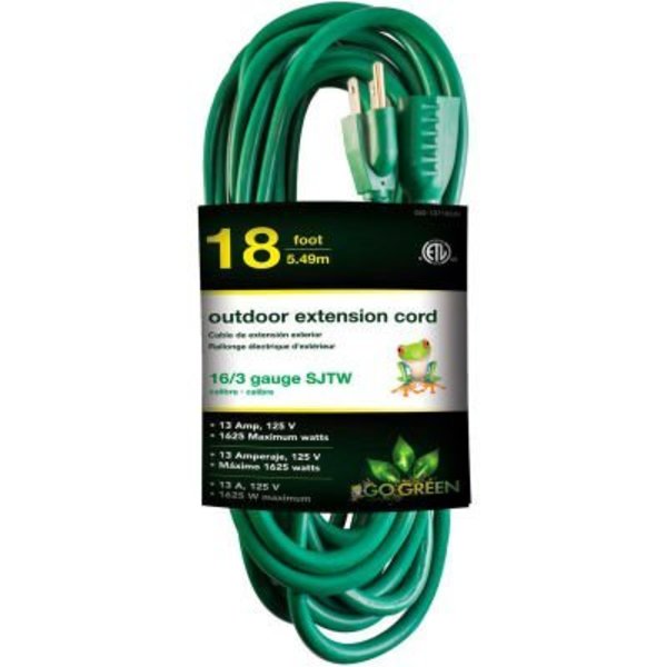 Gogreen GoGreen Power ft16/3 SJTW 18ft Heavy Duty Extension Cord, GG-13718GN - Green GG-13718GN